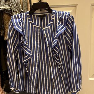 J crew Blue and White stripe blouse in size 4